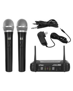 Pyle PDWM3375 Premier Series Professional 2-Channel UHF Wireless Handheld Microphone System with Selectable Frequency